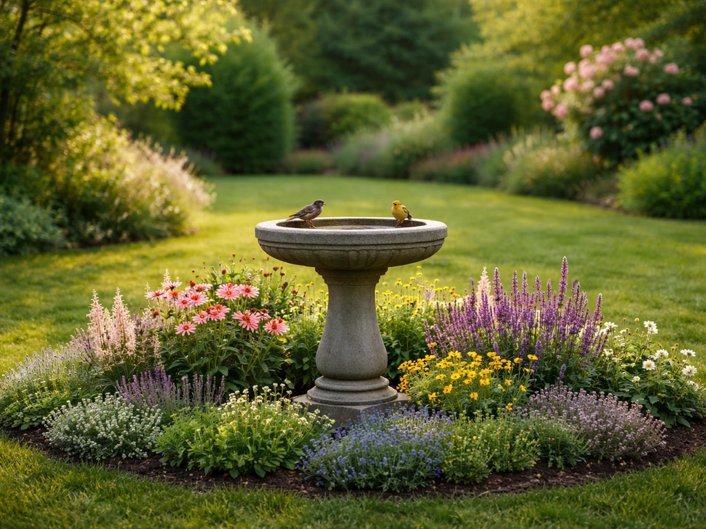 what to plant around bird bath
