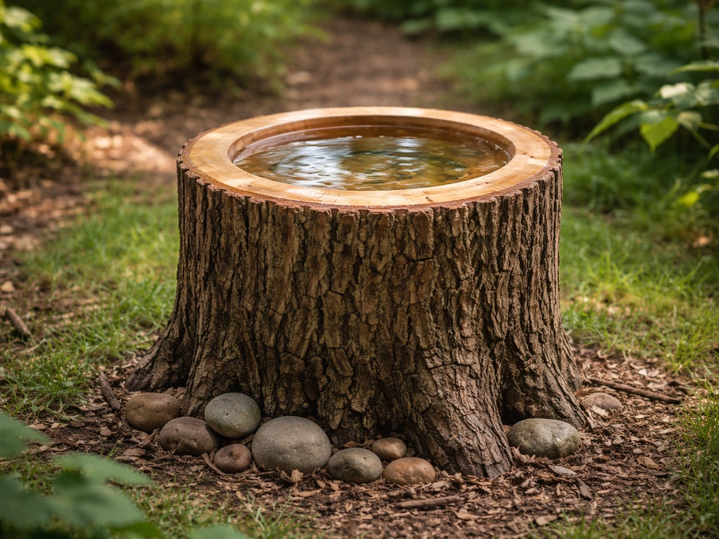 how to make a bird bath from a tree stump