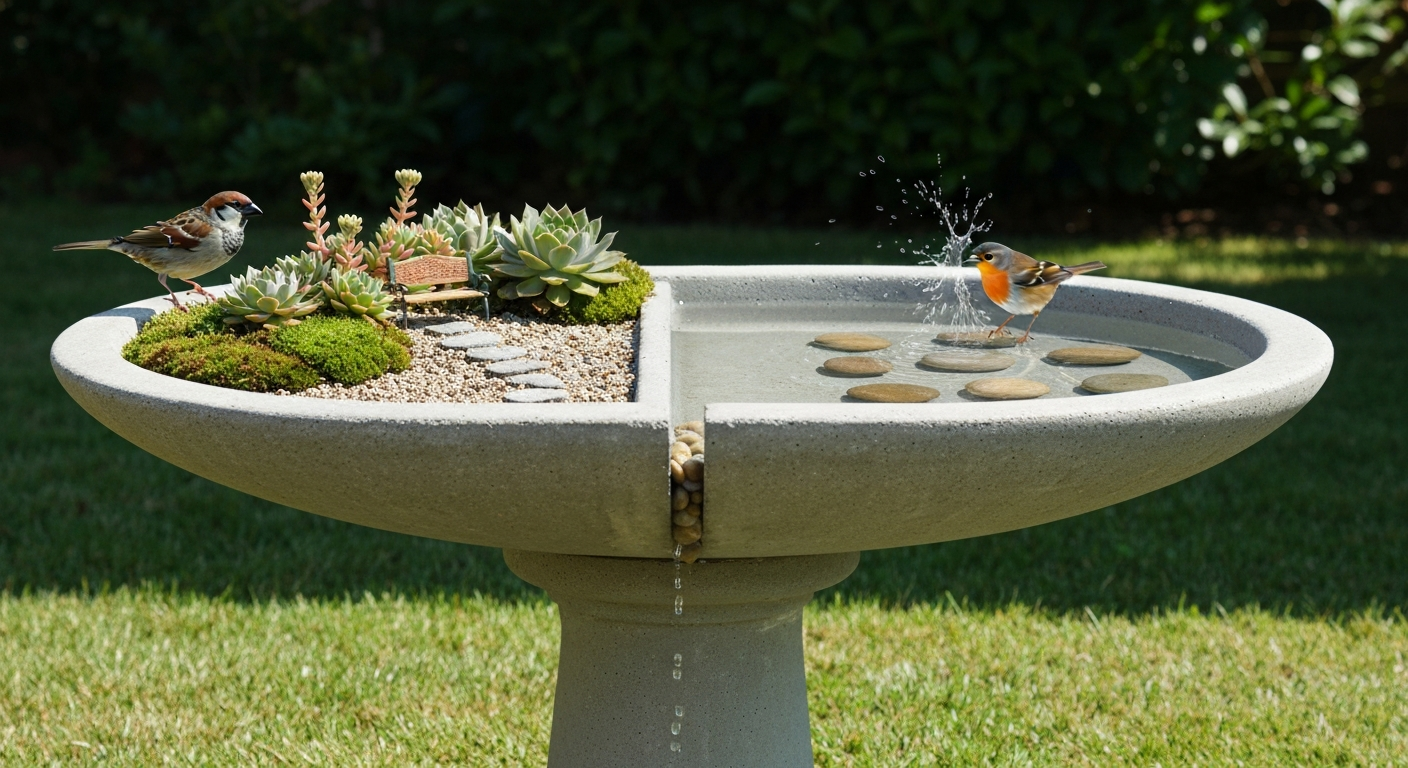 how to make a bird bath fairy garden