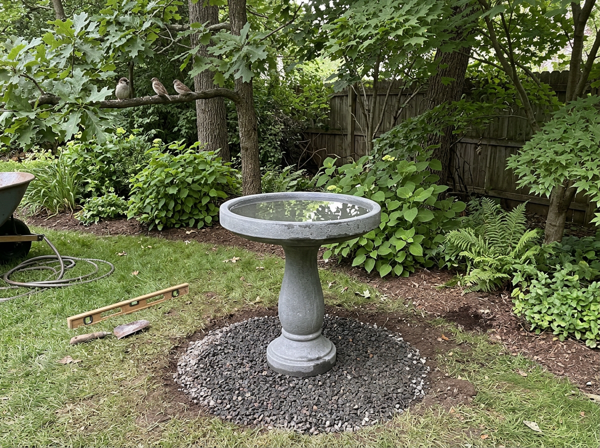 how to install a bird bath