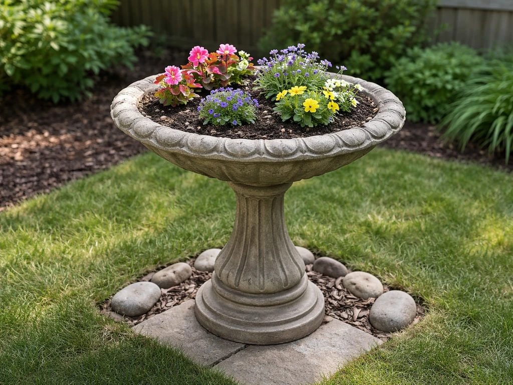 how to make a bird bath planter